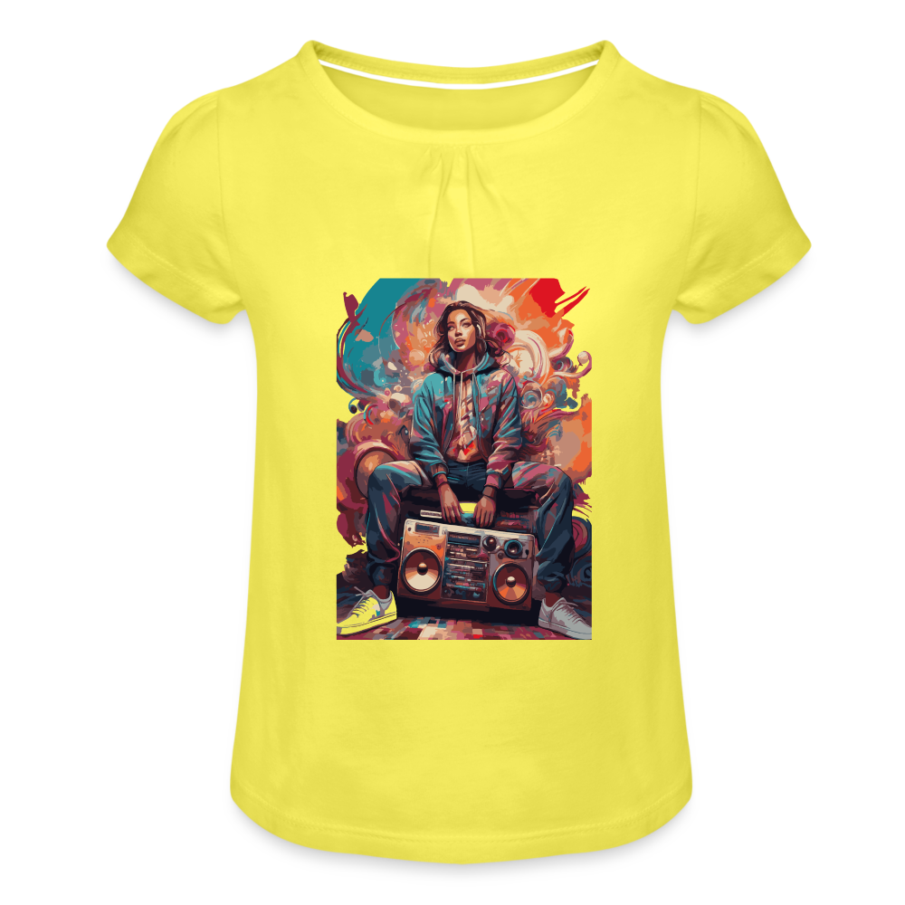 Girl’s T-Shirt with Ruffles - Street Vibes - yellow