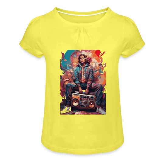 Girl’s T-Shirt with Ruffles - Street Vibes - yellow