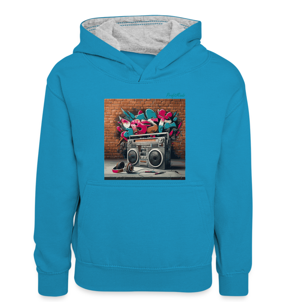 HH90 - Teenager Contrast Hoodie - peacock blue/heather grey