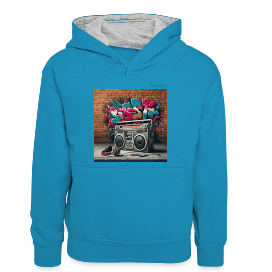 HH90 - Teenager Contrast Hoodie - peacock blue/heather grey