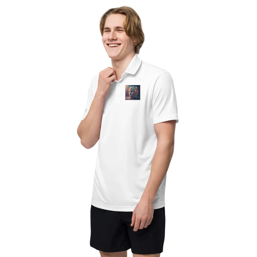 Weißes adidas Polo-Shirt für Herren mit farbenfrohem Design – perfekter Look für Freizeit und Sport