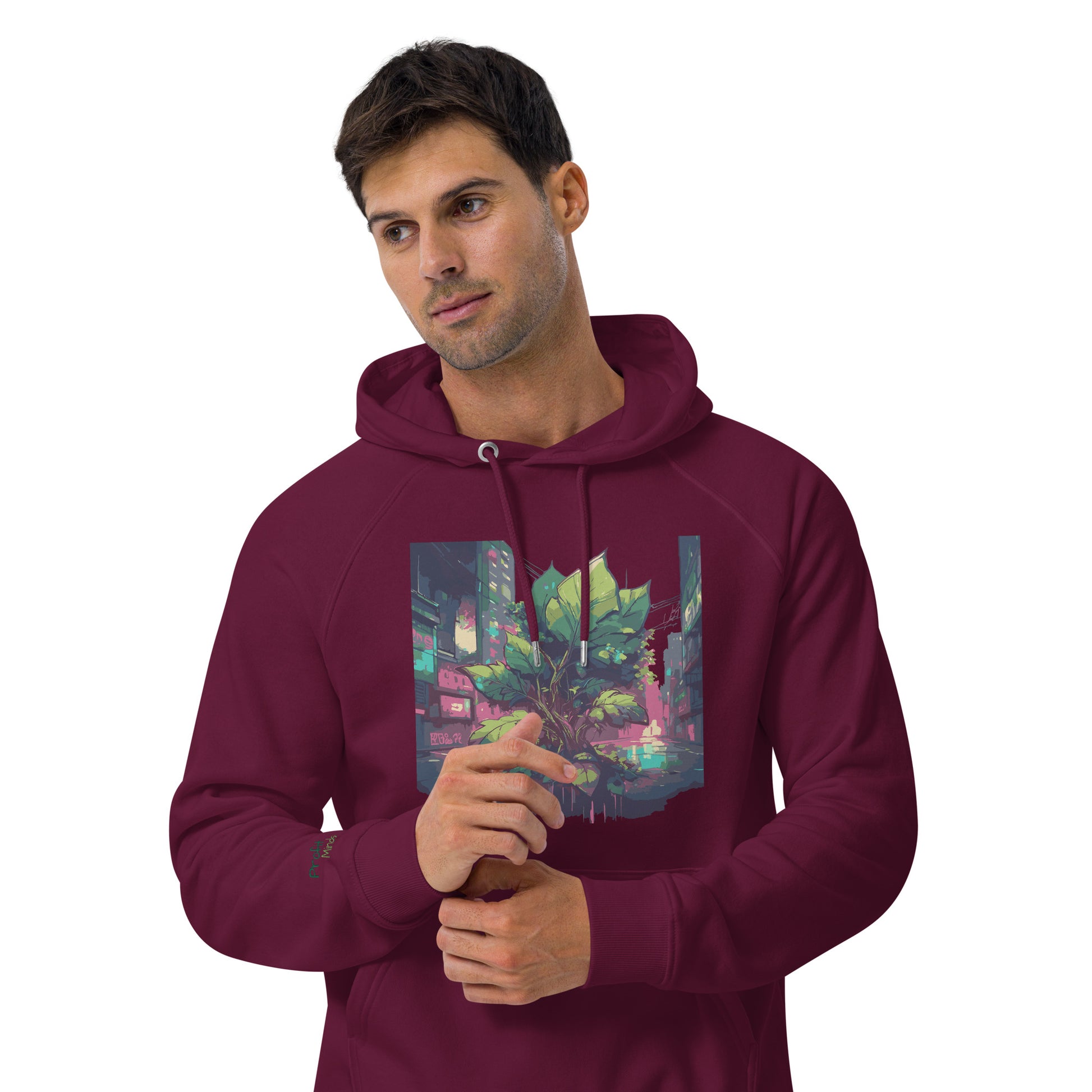 Unisex Bio-Raglan-Hoodie - Urban Roots | Burgundy