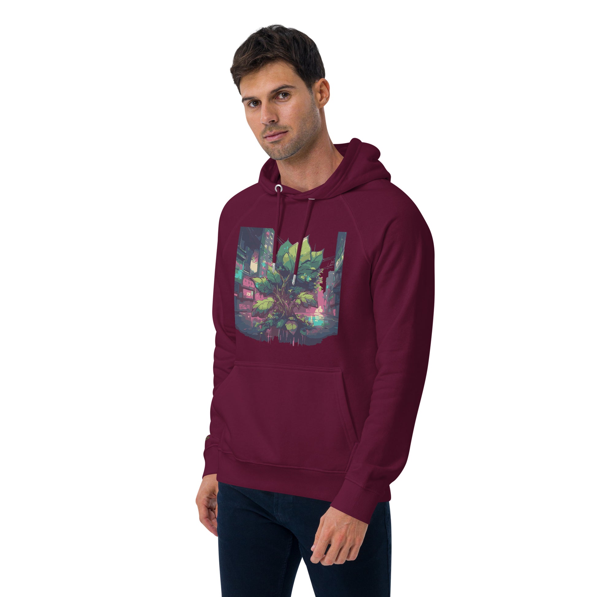 Unisex Bio-Raglan-Hoodie - Urban Roots | Burgundy