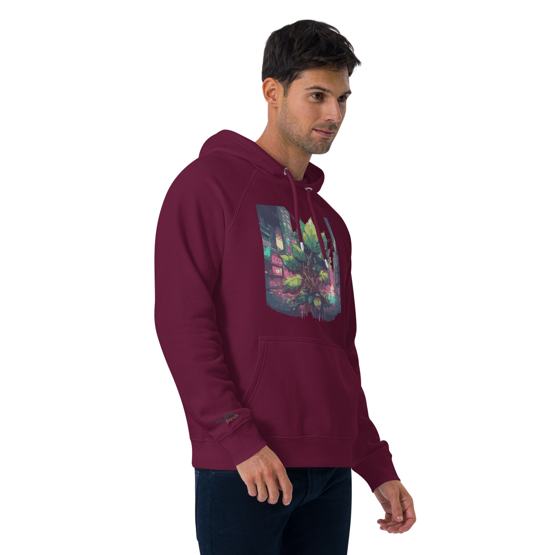 Unisex Bio-Raglan-Hoodie - Urban Roots | Burgundy