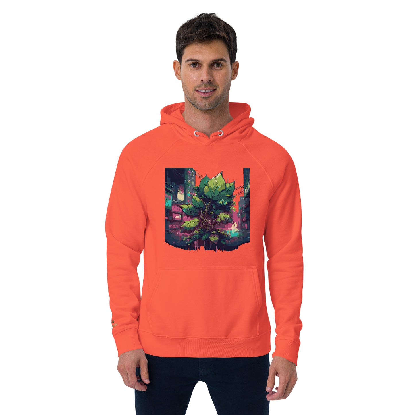 Unisex Bio-Raglan-Hoodie - Urban Roots |  Gebrannte Orange