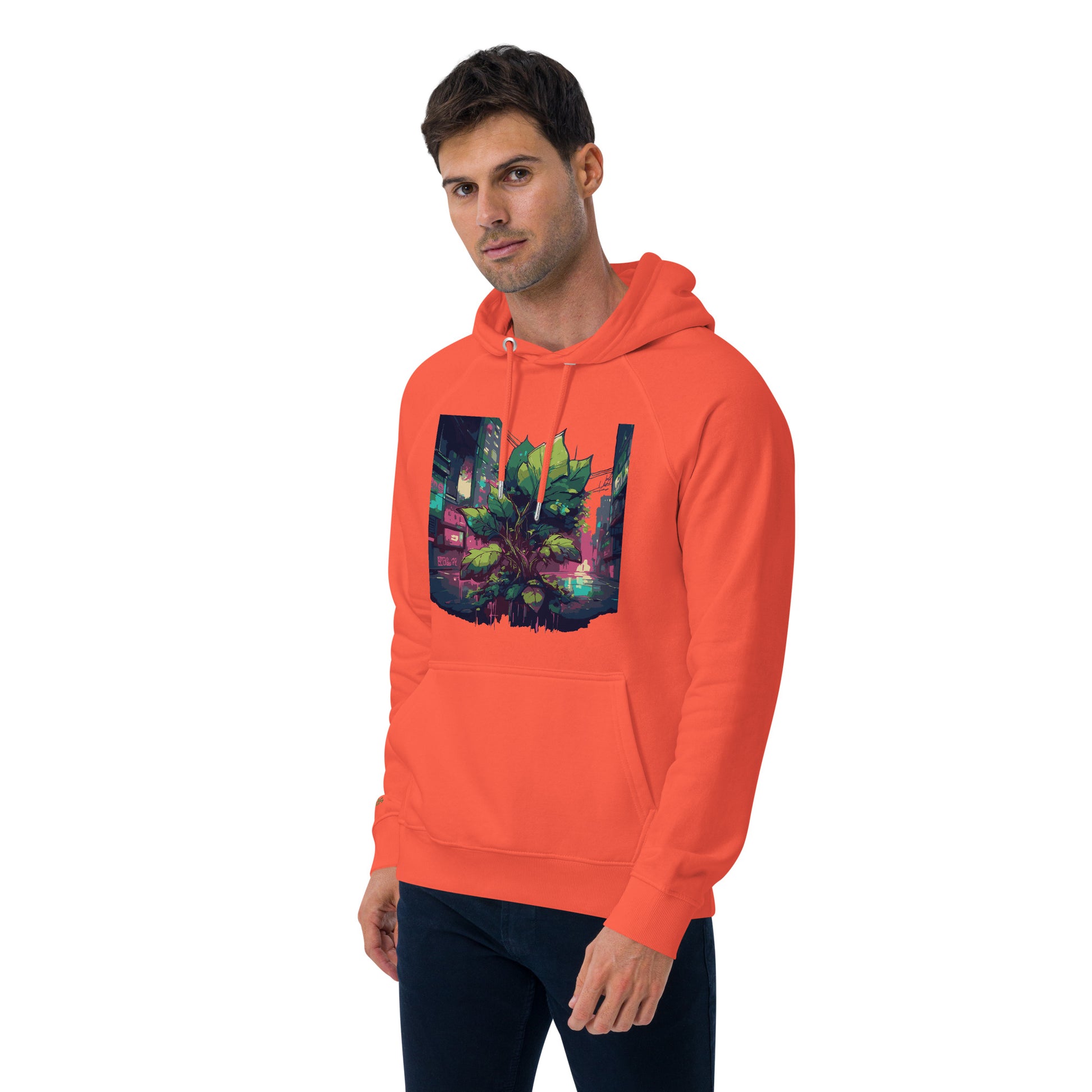 Unisex Bio-Raglan-Hoodie - Urban Roots |  Gebrannte Orange