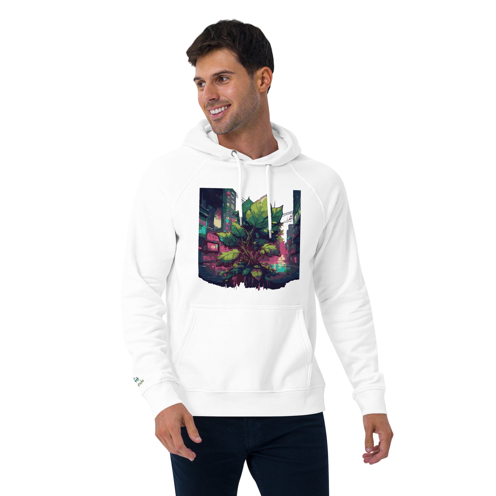 Unisex Bio-Raglan-Hoodie - Urban Roots | Weiß