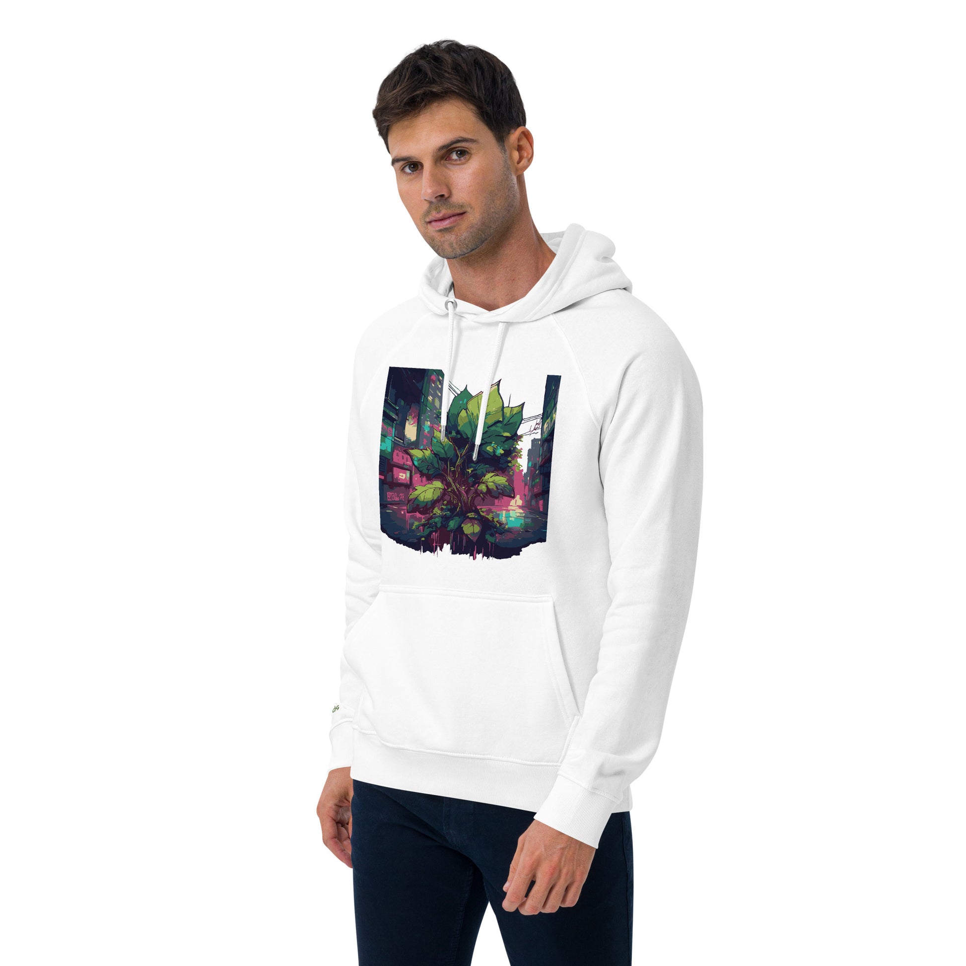 Unisex Bio-Raglan-Hoodie - Urban Roots | Weiß