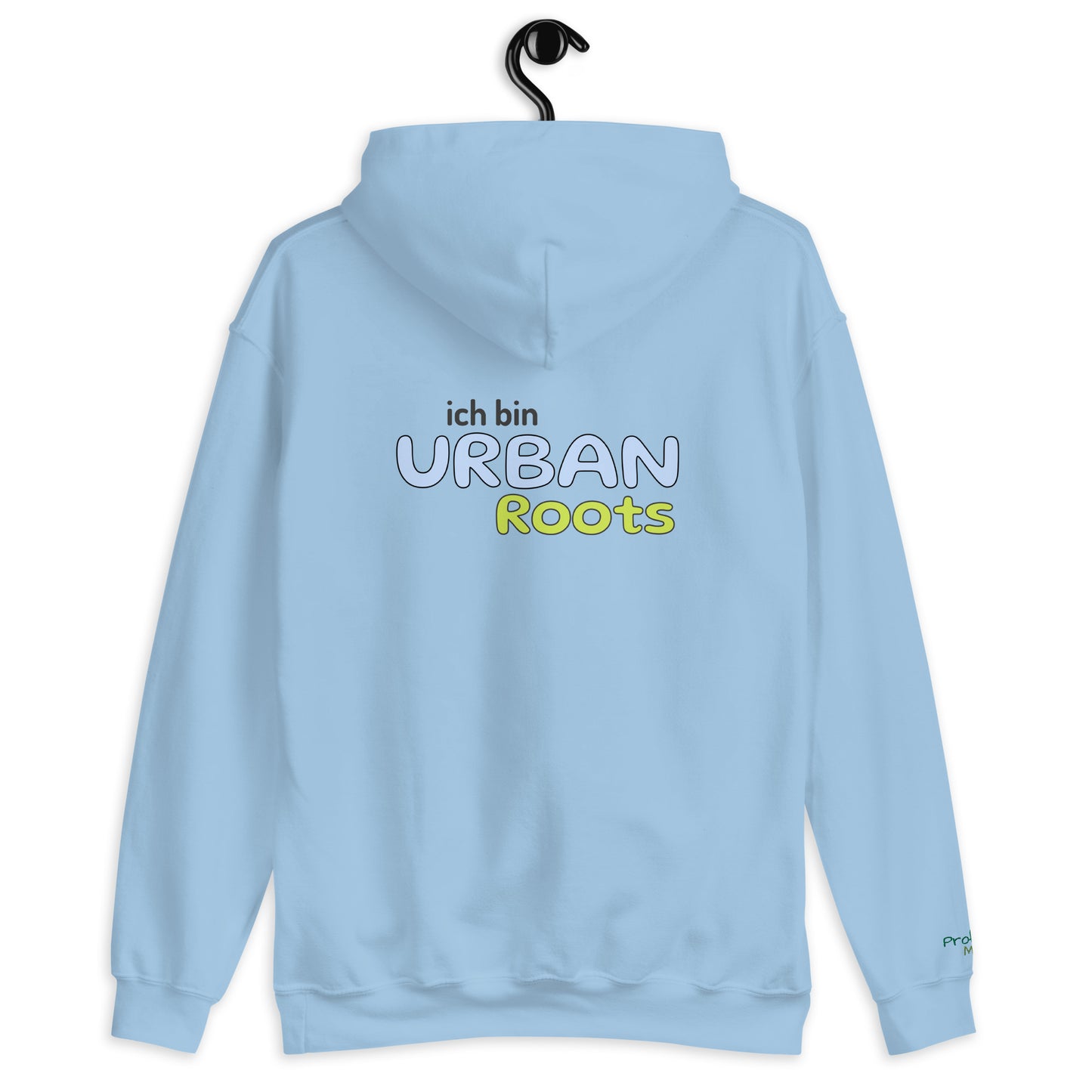 Unisex-Kapuzenpullover - Urban Roots | Farbe Hellblau, von hinten gesehen