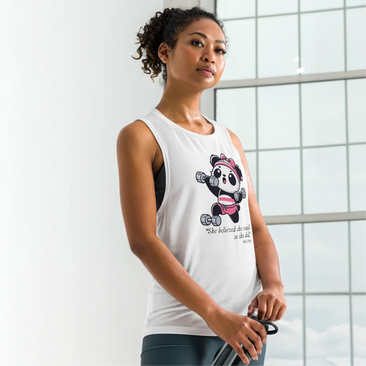 Ärmelloses Damen-Shirt mit farbenfrohem Panda-Print – perfekt für Workouts oder lässige Outfits